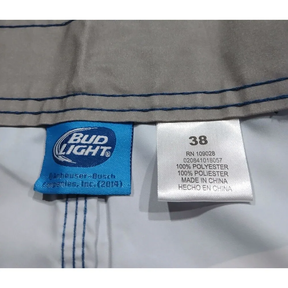 Bud Light Beer Board Shorts Mens 38 Blue Striped Swim Trunks Licensed